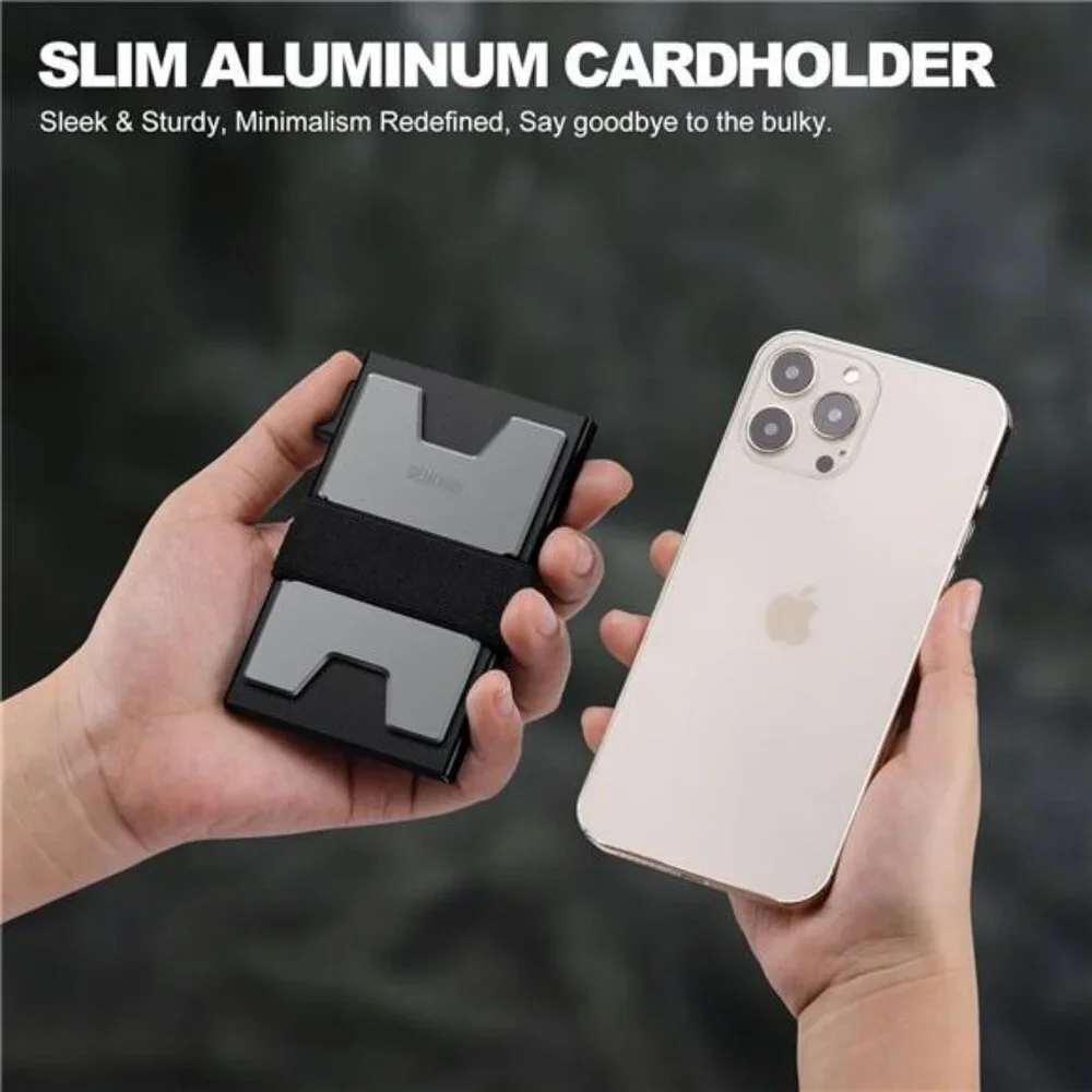 Slim Aluminum Card Holder Wallet for Men, Durable Expandable Backplate,